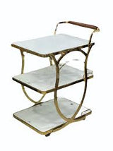Art Deco Inspired Gold Finish Serving Cart / Restaurant Cart