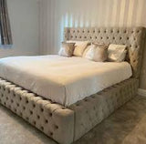 Base &  Headboard (200x180) - With Button Rankoussi (beige)