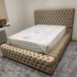 Base &  Headboard (200x180) - With Button Rankoussi (beige)