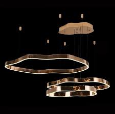 Pendant Lamp 1000+800+600 SS & Acrylic Brushed Gold LED 3000K