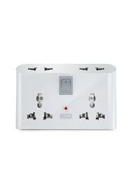 R410 V6 White V6-049 Switched Double 3 Pin Universal Socket – Modular Power Socket