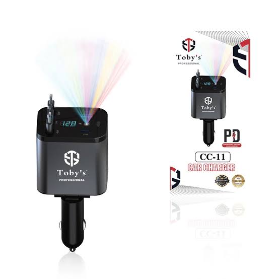 Toby’s CC-11 114W Fast Car Charger with 6-in-1 Retractable Cable & Starry Sky Light