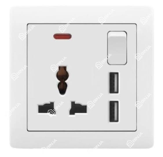 FE268 V5 Ivory V5-036 Single MF Socket with 2 USB Ports