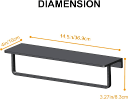 Bathroom Wall Shelf With Towel Bar - (black)