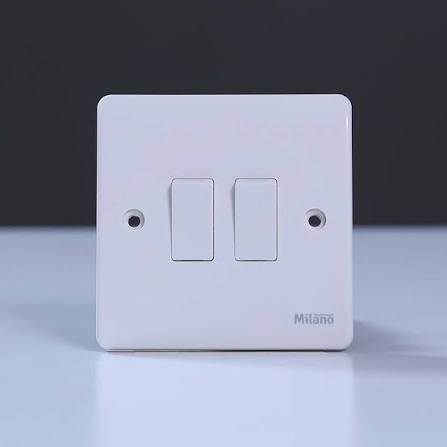 10A 2 Gang 2 Way Modular Wall Switch – White | 220–240V AC