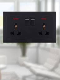 FE144 V1 Black V1-017 Double MF Socket with Switch