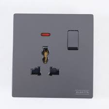 R429 V6 Gray V6-038 13A 1 Gang Switch + Multi Function Socket with Neon – Modular Universal Socket