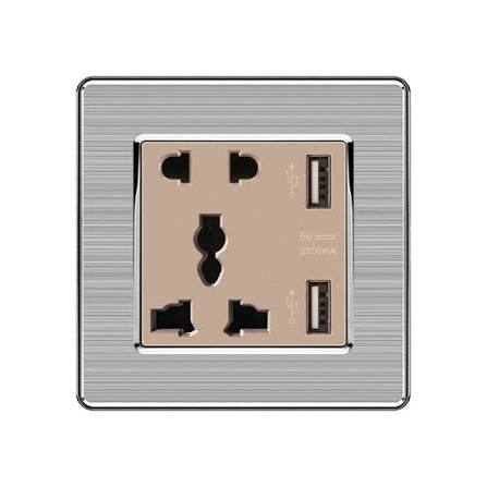 FE251 V5 Champagne Gold V5-036 Single MF Socket with 2 USB