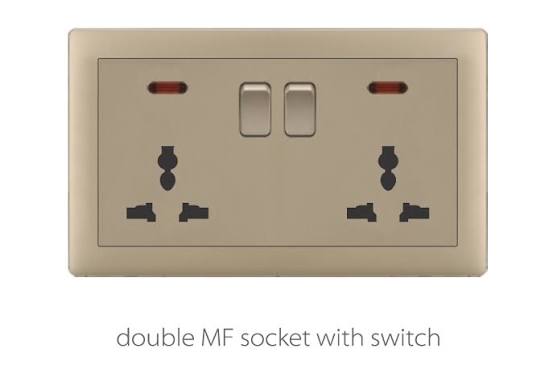 FE196 V1 Matte Golden V1-017 Double MF Socket with Switch