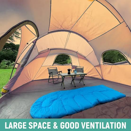Toby’s 8–12 Person Tunnel Camping Tent – Weather Resistant Family Tent, 420 × 240 × 180 cm Red & White