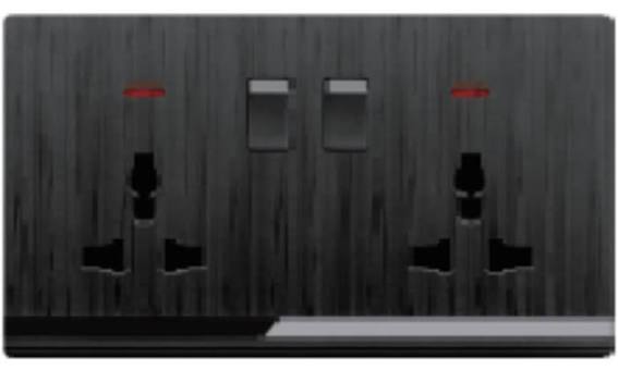 FE287 V5 Black V5-017 Double MF Socket with Switch