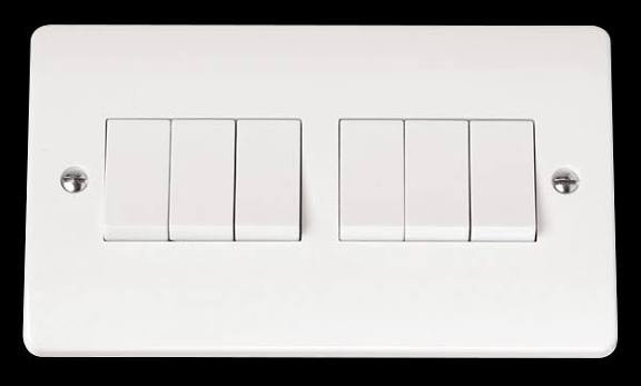 R393 V6 White V6-008 4 Gang 2 Way Plate Switch