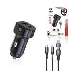 Toby’s CC-13 100W PD Dual-Port Car Charger with USB-C, USB & 3-in-1 Cable