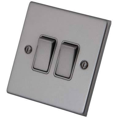 FE369 V7 Gray V7-004 2 Gang 2 Way Plate Switch