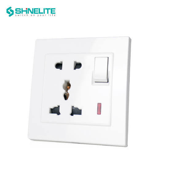 R404 V6 White V6-038 13A 1 Gang Switch + Multi Function Socket with Neon – Modular Universal Socket