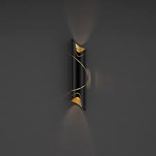 MLA1002B - LED Wall Light Black with Flash Gold D80*H400mm