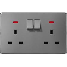 FE429 V7 Gray V7-050 Switched Double 13A Socket with Neon