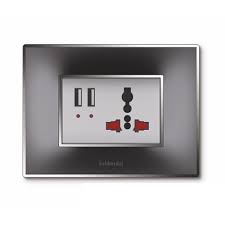 FE405 V7 Gray V7-037 13A 1 Gang Switch + Socket with 2 USB & Neon