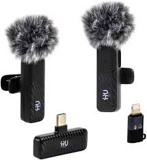 HU Broadcast Lavalier Microphone HAC-1026 – One-to-Two Wireless Microphone System with Type-C Charging