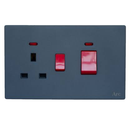 FE429 V7 Gray V7-050 Switched Double 13A Socket with Neon