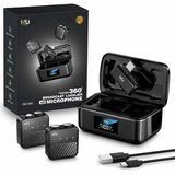 HU Broadcast Lavalier Microphone 360° ×2 – Wireless Dual Microphone System with Charging Case
