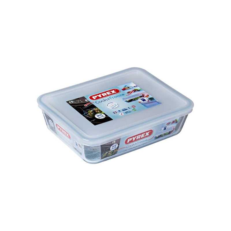 Pyrex 1.5l Cook And Freeze Glass Rectangular Dish With Lid