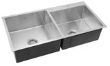 Double Under-Mounted Kitchen Sink, Stainless Steel, Silver 90 × 45 cm