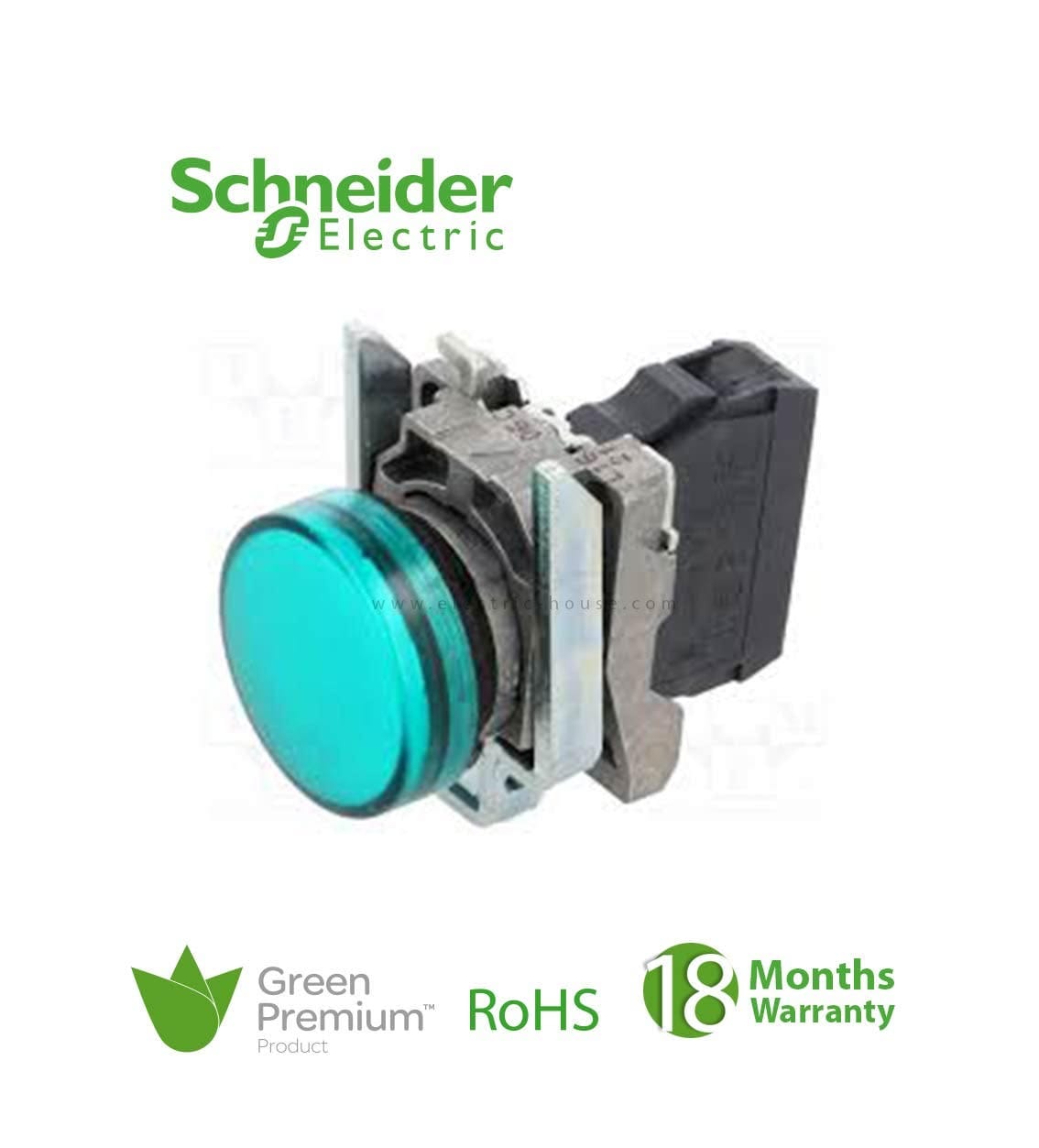 SCHNEIDER – Pilot Light Integral Led, 24V AC/DC, Green, Supplier Part Number: XB4BVB3 Qatar