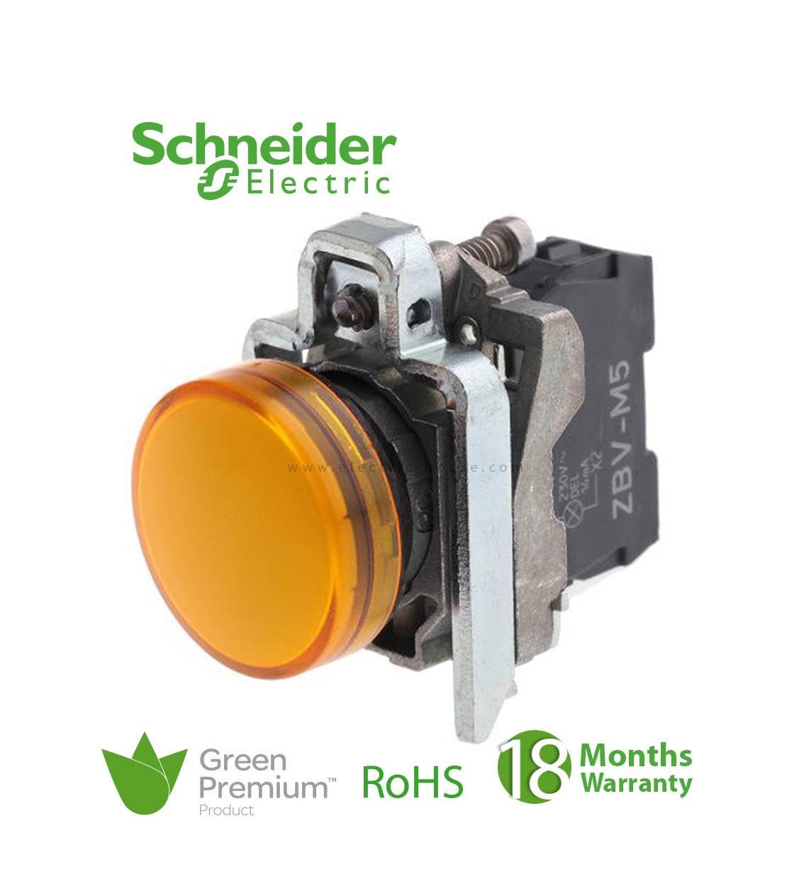 SCHNEIDER – Orange Complete Pilot Light ?22 Plain Lens With Integral Led 230-240V, Supplier Part Number: XB4BVM5 Qatar
