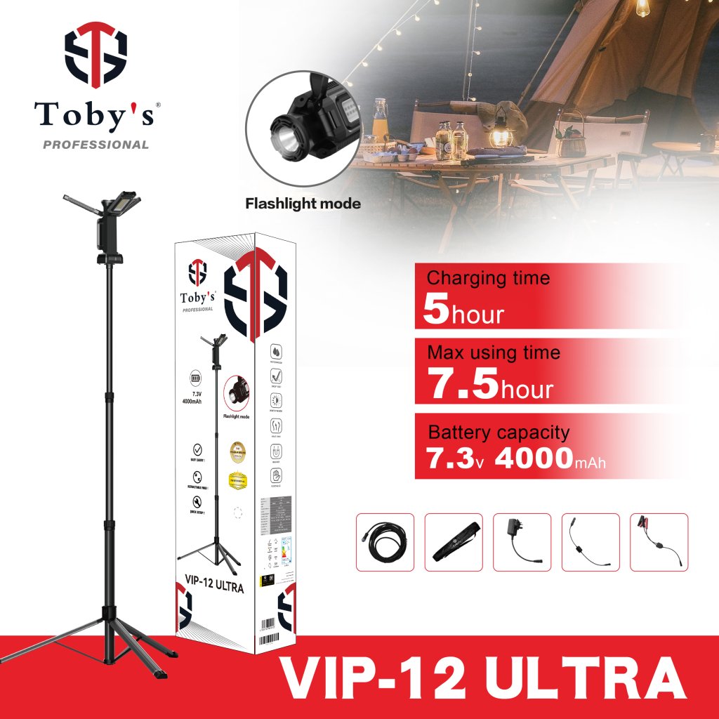 Toby’s VIP-12 ULTRA 4000mAh Camping Light – Portable Outdoor Party & Picnic Lamp