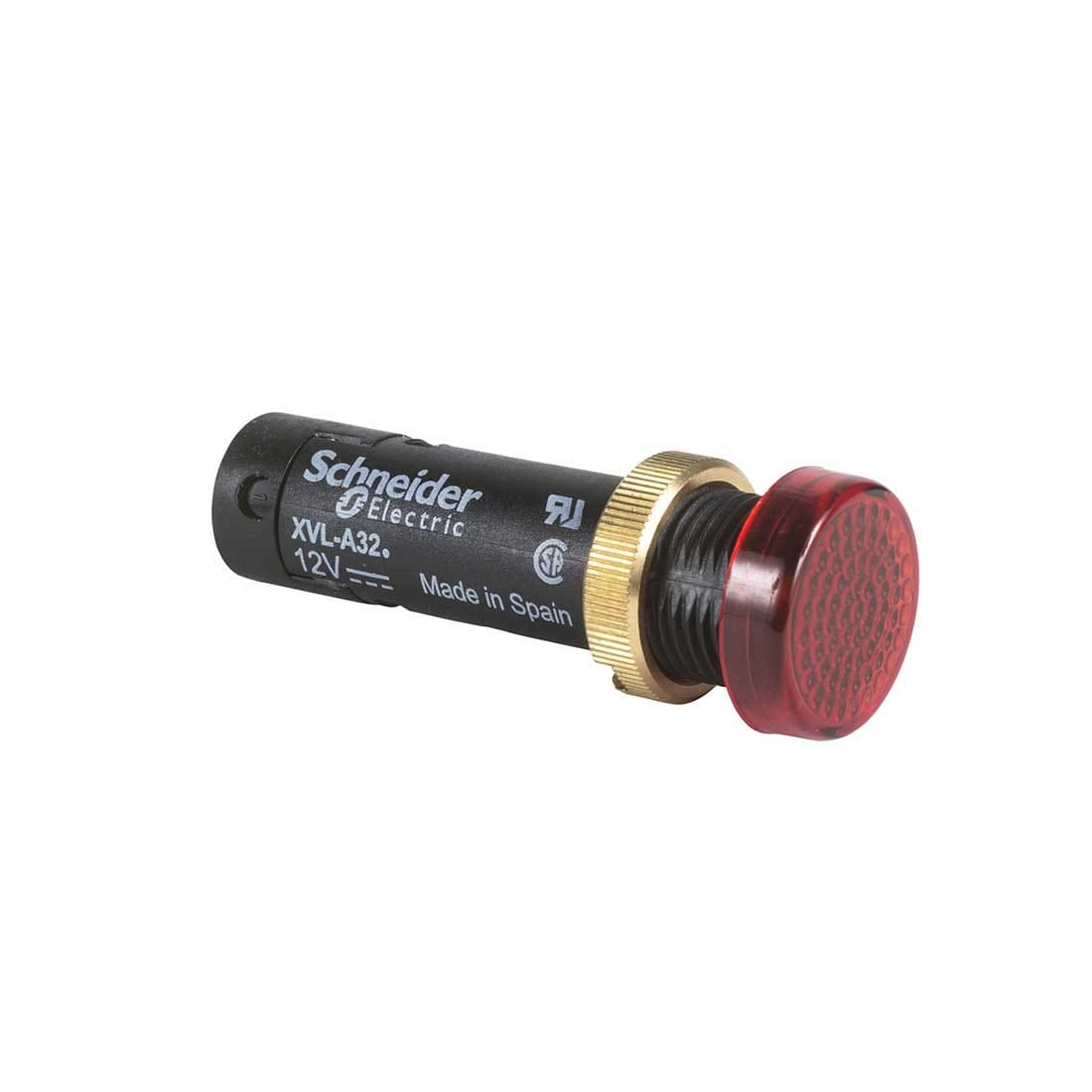 شنايدر - مصباح مؤشر ½ بوصة، IP40/IP65، أحمر، مزود بغطاء LED، 24 فولت، أطراف توصيل، رقم القطعة لدى المورد: XVLA334 قطر