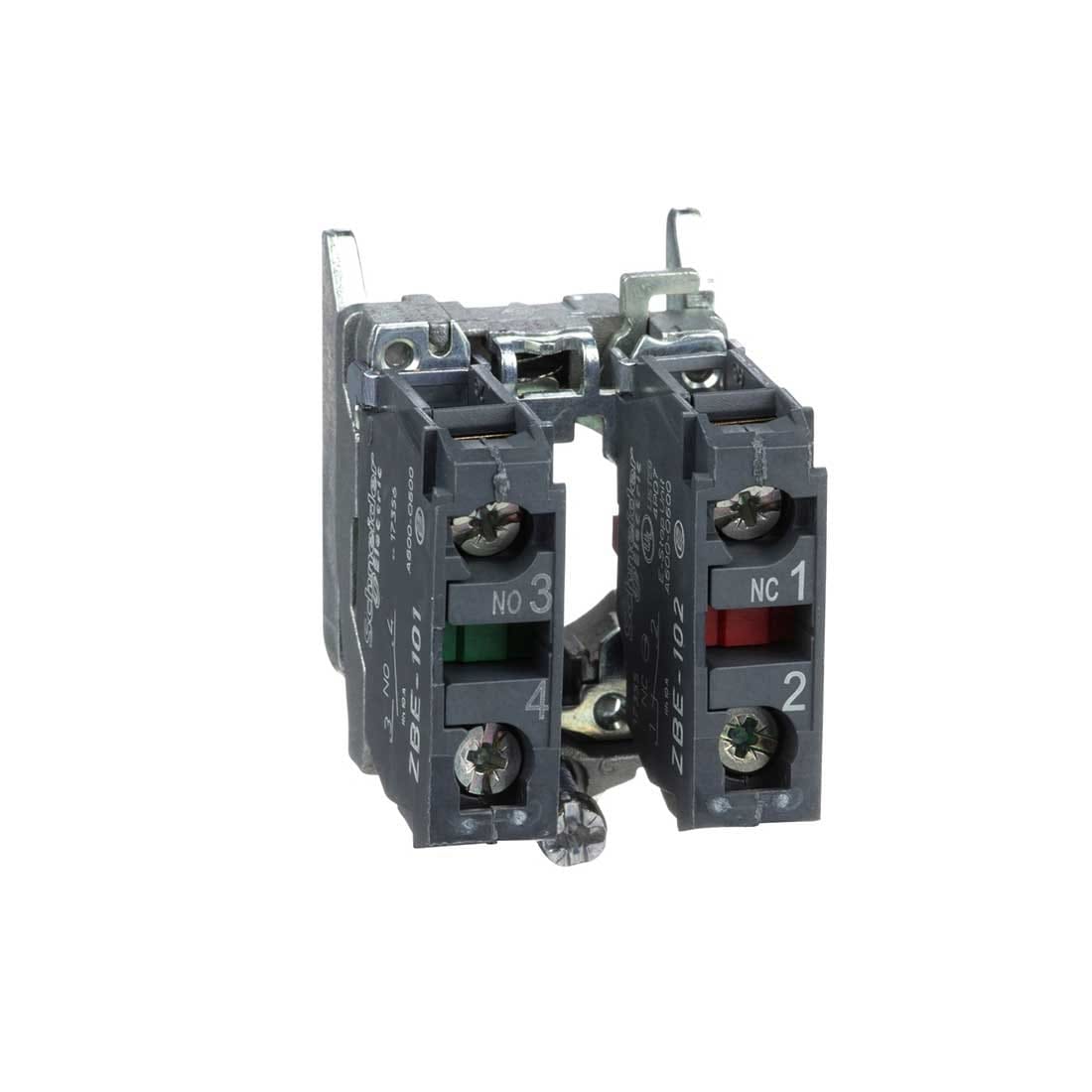 SCHNEIDER – Single Contact Block With Body/Fixing Collar 1No + 1Nc Screw Clamp Terminal, Supplier Part Number: ZB4BZ105 Qatar