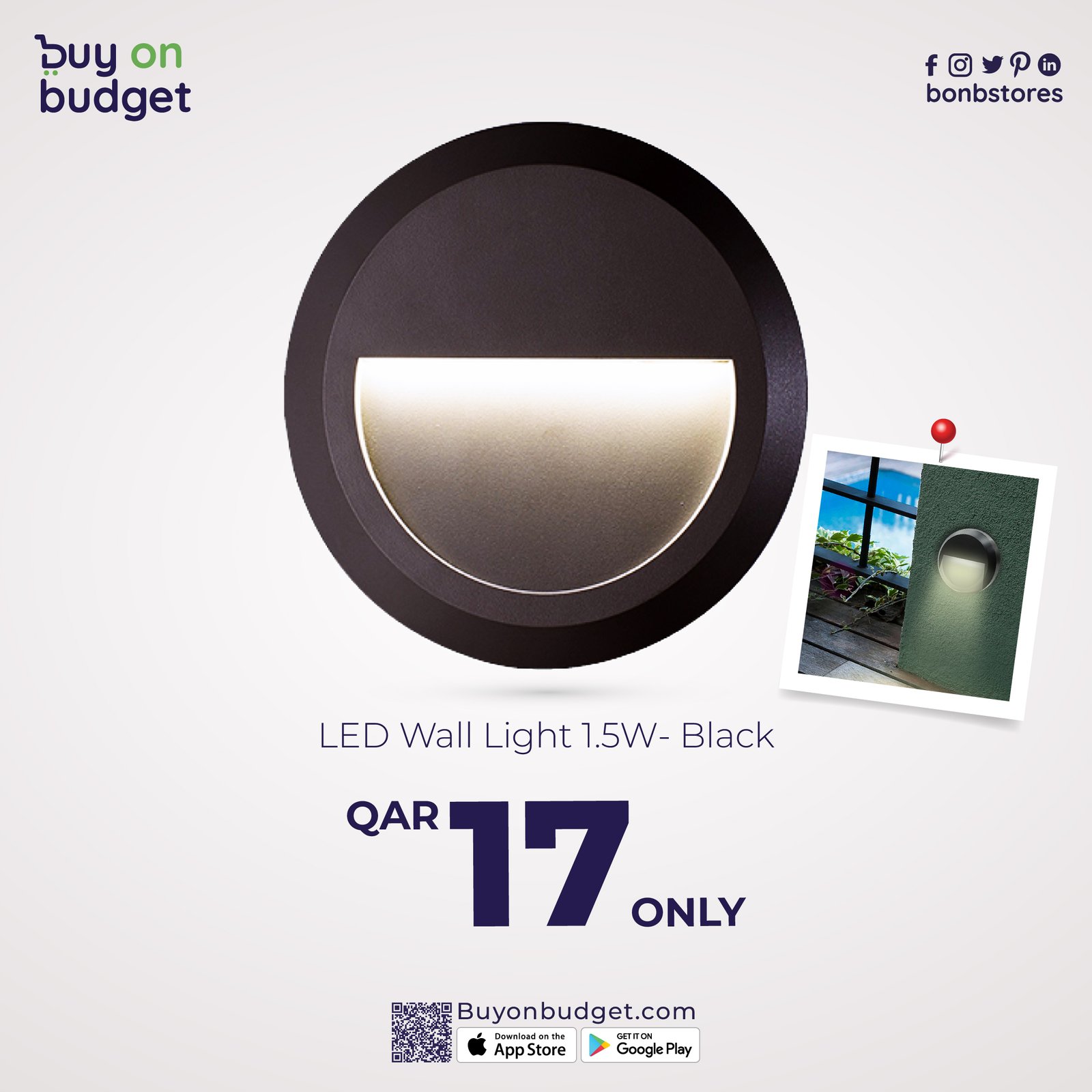 LED Wall Light 1.5W- Black- 2016