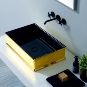 Charme Black & Gold Color Wash Basin