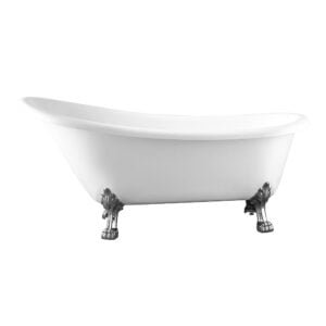Freestanding Acrylic Bathtub With Silver Legs White Color