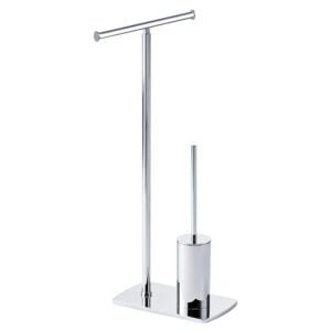 Self Towel Stand With Toilet Brush Holder Chrome