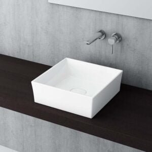 Rectangular Basin without Tap & Overflow Hole include ceramic tap Vessel Glossy White Color