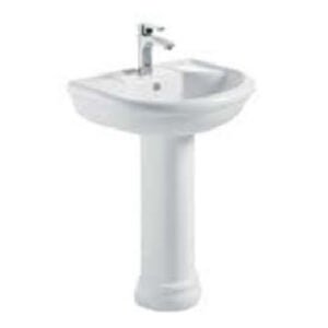 Wash Basin With Full Pedestal White Color
