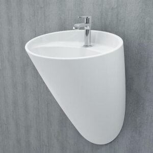 Wall hung mono block wash basin with tap over flow