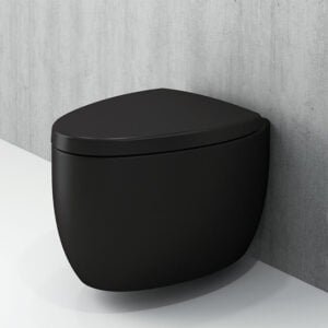Wall Hung Toilet With Concealed Bidet Entry Pan Etna Matt Black Color