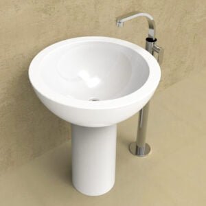 Fonte Wash Basin Full Pedestal 700xH270MM - White Glossy