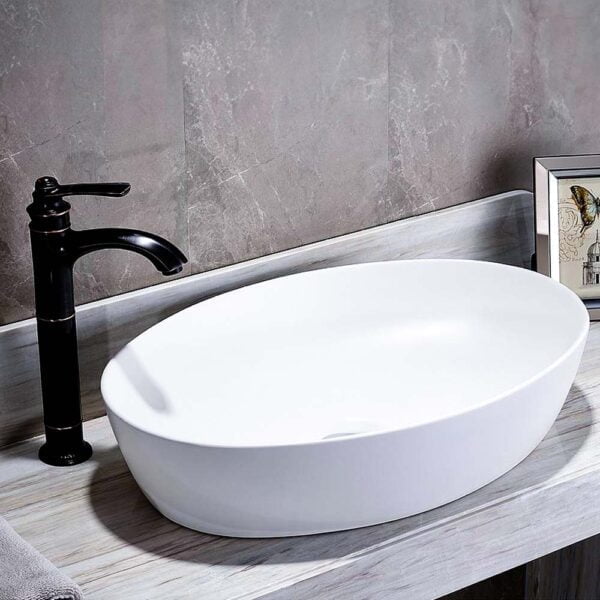 Art Wash Basin Oval Shape Matt White Color