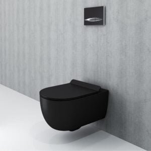 mat black rimless wall hung toilet