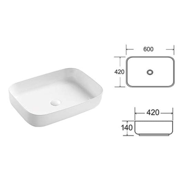 Basin 600*420*140mm White Counter Top  -RS1468