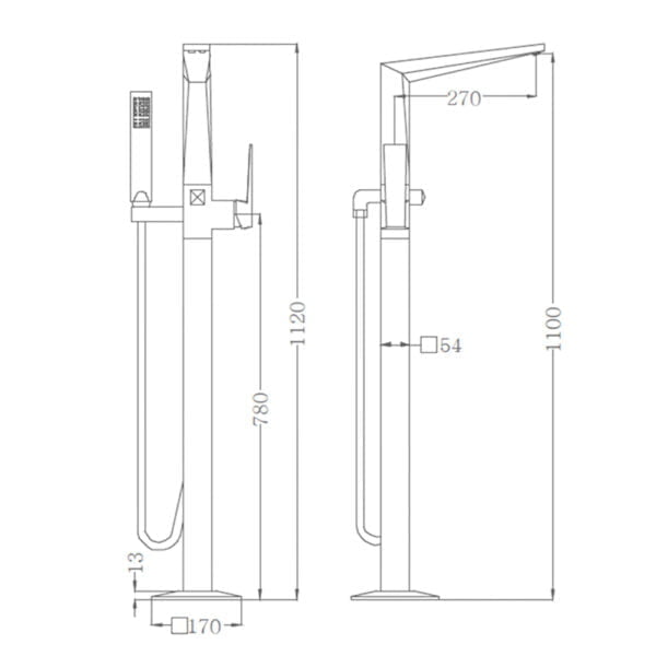 Free-standing Bathtub Mixer (concealed installation)