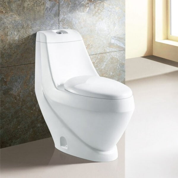 One piece toilet set S trap white