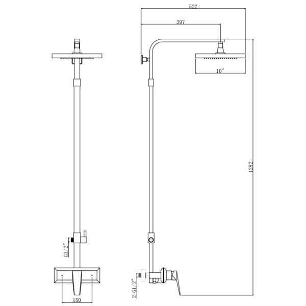 Shower Set 250x250mm Gold (NH89036G)