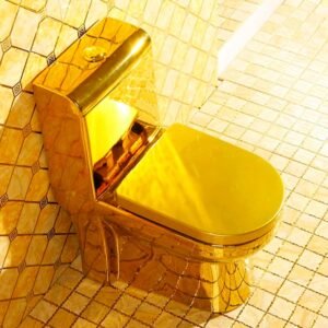 wash down one piece toilet set gold color