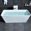 Solid surface free standing bath tub with drainer and pipe overflow