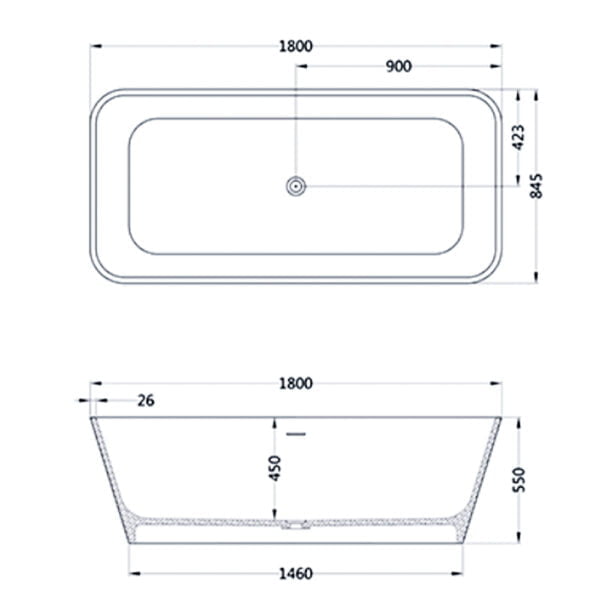 Solid surface free standing bath tub with drainer and pipe overflow